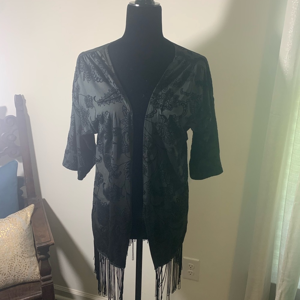 Velvet open front kimono